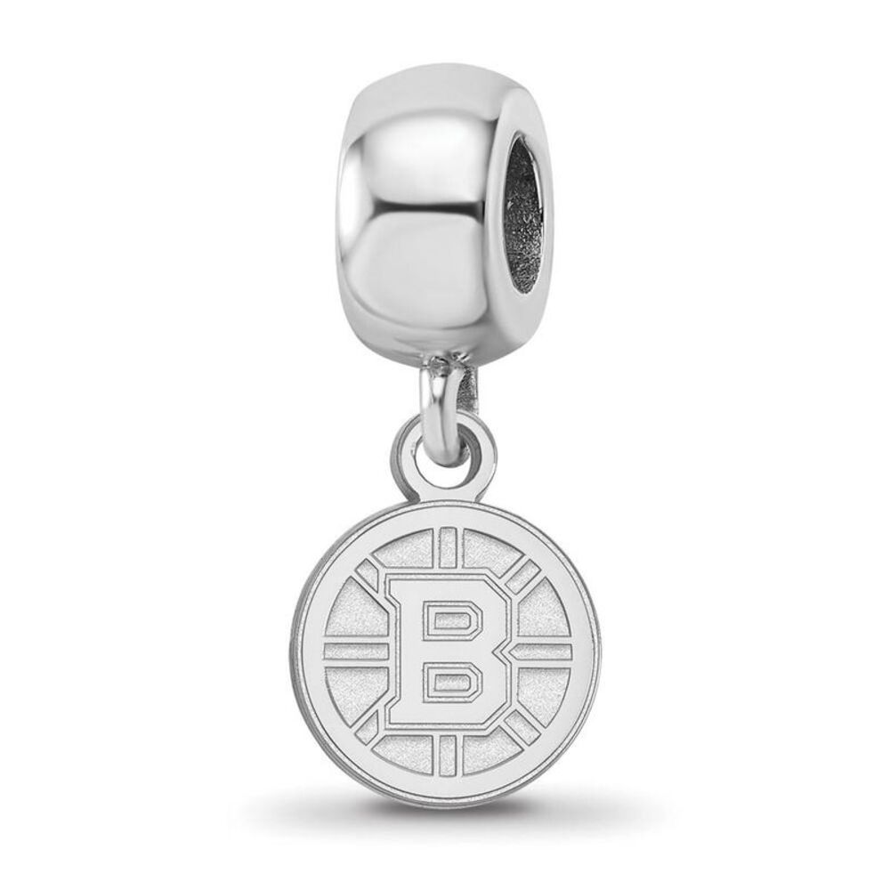 Sterling Silver Rhodium Plated NHL Boston Bruins XS Dangle Bead Charm